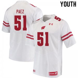 Youth Wisconsin Badgers NCAA #51 Gio Paez White Authentic Under Armour Stitched College Football Jersey VP31A75EW